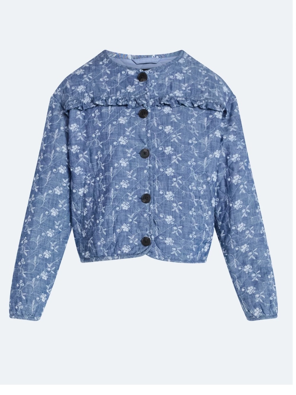 Scoop Women's Cotton Eyelet Jacket with Puff Sleeves